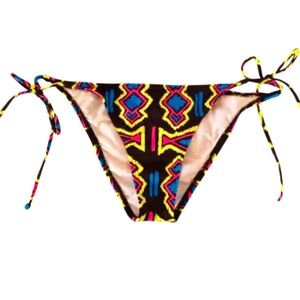 Billabong Black and Blue Patterned Bikini Bottom, Size M